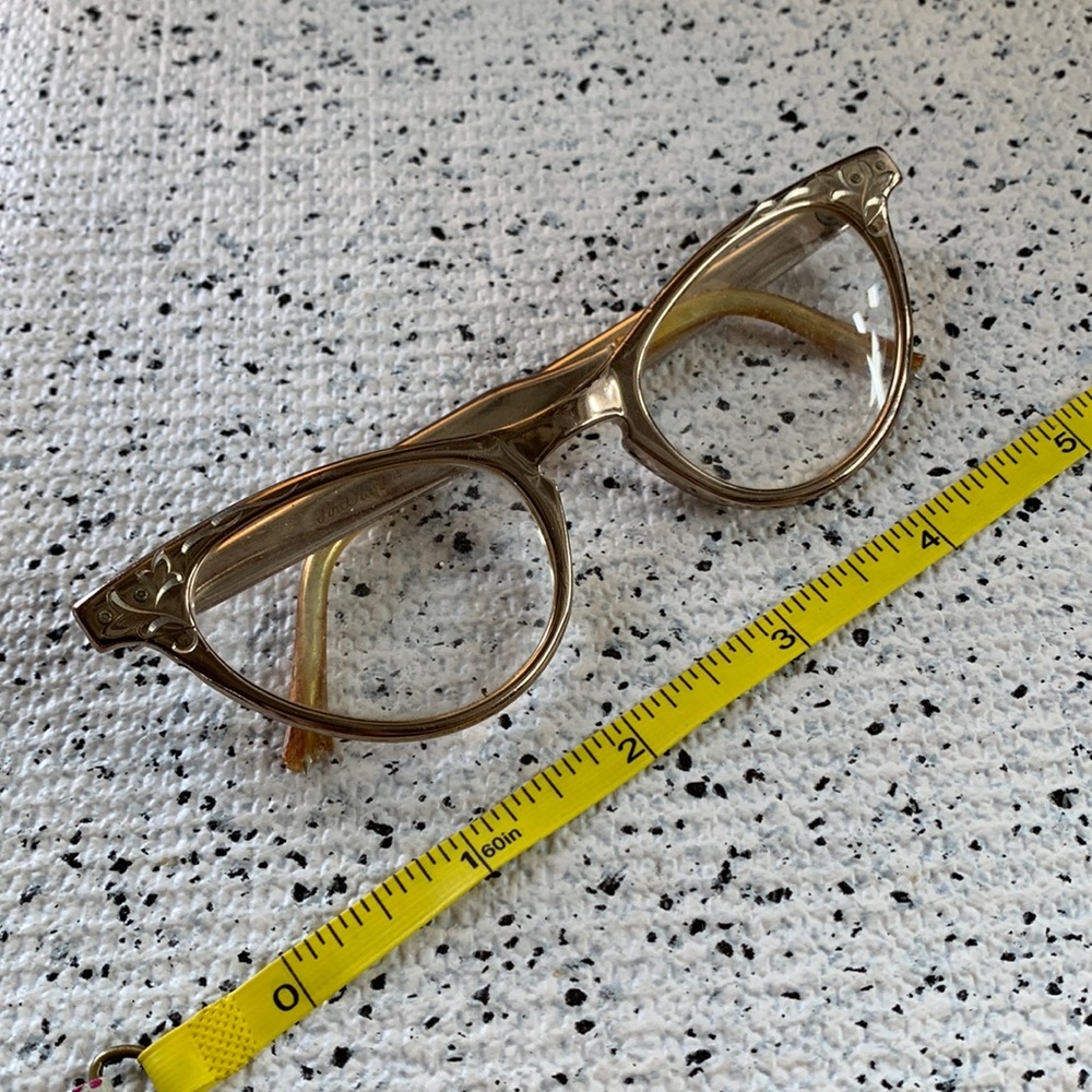 Antique Artcraft Floral Aluminum Catseye Glasses
